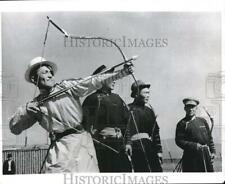 1962 Press Photo Outer Mongolian Archer Readies and Steadies Bow Before Shot picture