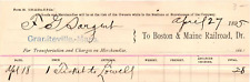 Vintage BILLHEAD*1895 BOSTON & MAINE RAILROAD*Graniteville MA*train ticket *J5 picture