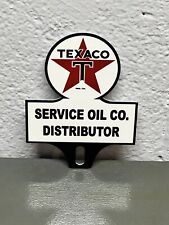 Texaco Petroleum Metal Plate Topper Sign Gas Oil Station Sales Service Texas picture