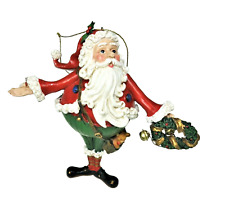 Santa Claus Christmas Holiday Ornament Round Belly Open Arms Heavy Resin Unique picture