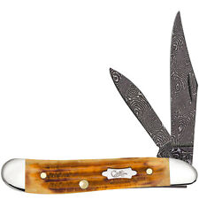 Case xx Knives Peanut Jigged Burnt Goldenrod Bone 52423 Damascus Pocket Knife picture