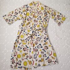 Vtg 80s 90s Disney Mickey Mouse Robe Bath Dressing Knit All Over Print OS Unisex picture