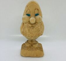 Vintage Wooden Garden Gnome Dwarf Figurine Handcarved 6” Art Decor X picture