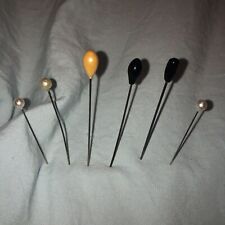 Lot Of 6 Vintage Glass Head Hat / Corsage Pins picture