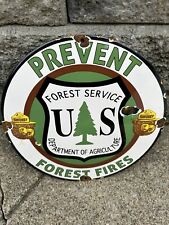 Vintage Forest Service Sign - Smokey the Bear Hiking Camping Gas Porcelain Sign picture
