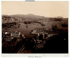 Italia, Genoa, panorama vintage print, period print, albumin print picture