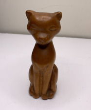 Cat Figurine Hand Carved Wooden Kitty Kitten Standing 5.5