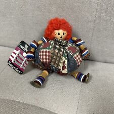 Vintage Raggedy Ann Shelf Sitter Made With Spools And Buttons  With Tag picture