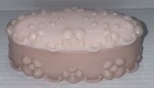 Beautiful Vintage Pink Milk Glass Oval Vanity Trinket Box  4.75”L X 2”T X 2.5” W picture