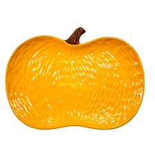 Orange Ceramic Pumpkin Platter Fall Holiday Thanksgiving Halloween 12 Inch Dish picture