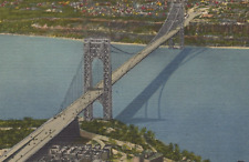 George Washington Bridge over the Hudson River New York Linen Vintage Post Card picture