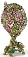 Kubla Crafts Lg Victorian Floral Egg Hinged Trinket Box Figurine FREESHIP 3161 picture