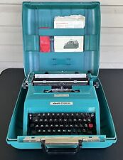 Vtg Olivetti Studio 45 Manual Typewriter Teal Blue Matching Hard Case Dust Cover picture