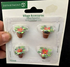 Dept 56 Set of 4 Potted Poinsettias 53105 Village Accessory Set, Retired Perfect picture