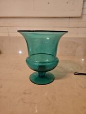 MCM Blenko Teal Glass Classic Urn Vase 7