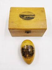 Antique Mauchline ware box & Sewing egg Leland house Schroon Lake resort Hotel picture