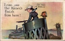 Antique Postcard WWI Military Humor Lookout Kaiser's Finish Postmark Nov 11 1918 picture