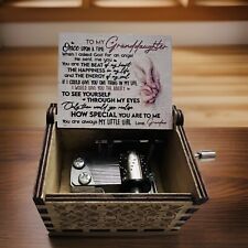 New “To My Granddaughter” Handmade Hand Crank  Wood Music Box picture