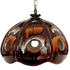 Vintage 1960s Maurice Chalvignac Suspended Pottery Light Brown Lava Drip Glaze picture