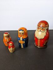 Vtg. Santa Nesting Doll Matryoshka Wood Stacking Set  Flawed   picture