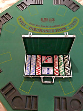 8 Seat Wood Portble Poker Table Top Holdem B.J.  120 pce weigtd Pro Chip Case picture