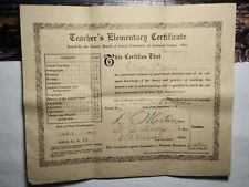 Antique 1915 Teacher's Elementary Temporary Certificate Lawrence County OH. picture