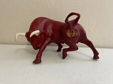Vintage Red Painted Ceramic Bull Figurine Signed HDL picture