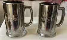 2 Budweiser Silver Fade Mercury Beer Stein Glass Mug Pint Vintage Metallic 1997 picture