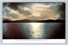 Saranac Lake NY-New York, Moonlight on Lower Saranac Lake, Vintage Postcard picture
