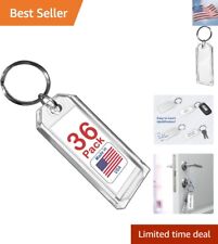 Premium Key Tag 3” Slip-Slot Plastic Heavy Duty Clear Crystal Color 36 Pack L... picture