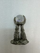 Vintage 1988 Gallo Oracle Wizard Hands Hold Crystal Ball Pewter Figurine 1.75” picture