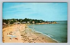 South Lyme CT-Connecticut, Point O'Woods Beach, Aerial Antique Vintage Postcard picture