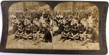Vintage Stereograph Stereo View Stereoscope Card 1906 Thousands @ Atlantic City picture