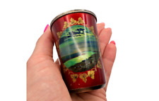 Vintage Small Red Cup Of Gilt Sterling Silver 875 Marked Landscape Ussr Colored picture