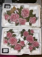 Wall Art 3D Ceramic Roses Pink 3 Pieces With Brackets. Beautiful & Heavy. picture