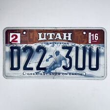 2016 United States Utah Greatest Snow On Earth Passenger License Plate D22 3UU picture