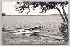 McGregor Minnesota, Lake Minnewawa Dock Boats, Vintage RPPC Real Photo Postcard picture