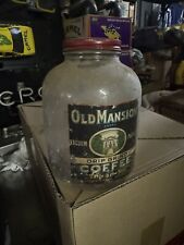 Vintage Antique Old Mansion Drip Grind Coffee Glass Jar With Coupon Inside picture