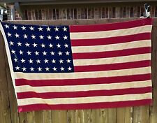 Vintage 1940s Wool 48 Star American Flag With Sewn Stars Defiance 44” X 68” picture