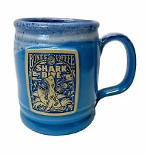 Bones Coffee Company Deneen Pottery Blue 2020 Shark Bite Coffee Tea Mug Limited picture