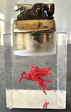 United Mobil Table Goldtone Lighter 1950s Red Pegasus Horse Clear Bakelite picture