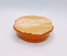 Vintage Celluloid Acwalite French Amber Color Pearlized Top Vanity Trinket Box picture