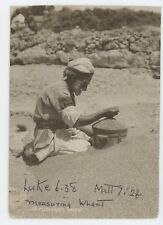 Vintage RPPC Farmer Measuring Wheat Holy Land Palestine Jerusalem 1920s picture