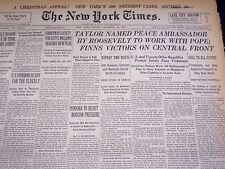 1939 DECEMBER 24 NEW YORK TIMES - TAYLOR PEACE AMBASSADOR - NT 3137 picture
