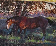 Sheila Rieman Painting 1990 Original Framed Signed Landscape Horse picture