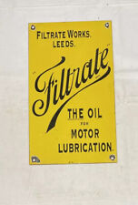 VINTAGE FILTRATE 14” PORCELAIN SIGN CAR GAS OIL TRUCK GASOLINE picture