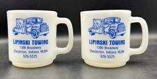 Vintage Lipinski Towing Truck Glasbake Mugs RARE Tow Chesterton Indiana 2  Cups picture