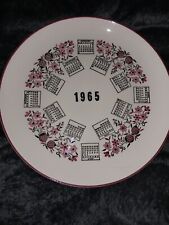 Vintage Collector Plate 1965 Calendar Birthday  Pink & Black Floral 10” Glass picture