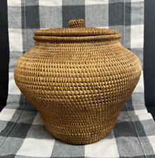 Indonesia Hand Woven Lidded Basket Tightly Woven Decor picture
