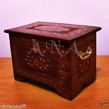 Vintage Wooden Carving Box Treasure Collectible Home Decorative picture